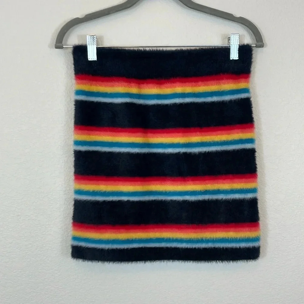 Forever 21‎ fuzzy nylon rainbow mini skirt size medium